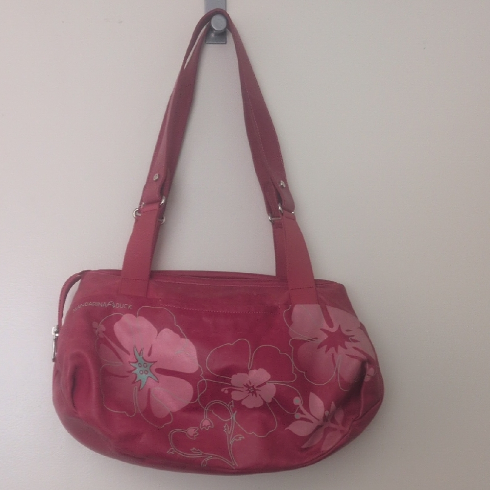 Vintage Italian Designer Mandarina Duck Red Leather Purse - Picture 2 of 11